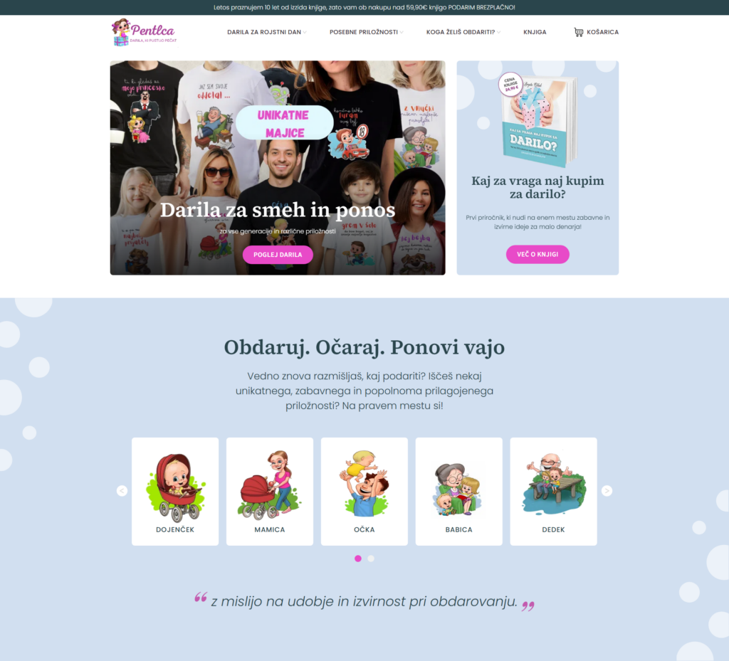 A playful WooCommerce store for a Slovenian gift brand